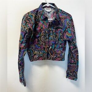 Vintage Western Multicolor Paisley Print Cropped
Button Up Shirt